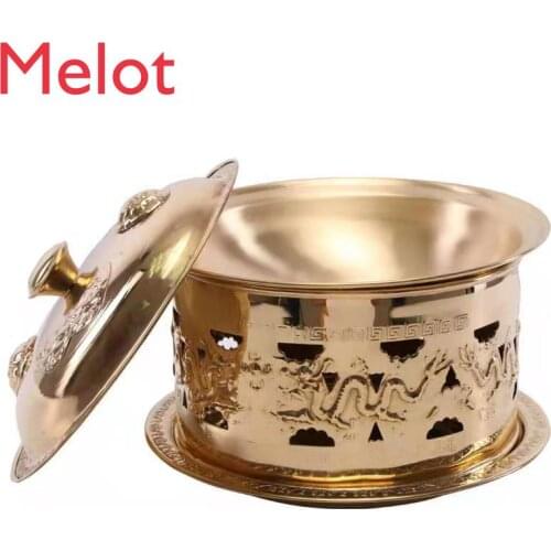 Hot Pot Alcohol Pot Flat Cooking Pot Mongolia Milk Tea Pot Stewed Vegetables Copper Pot Pure Yellow Copper Pot