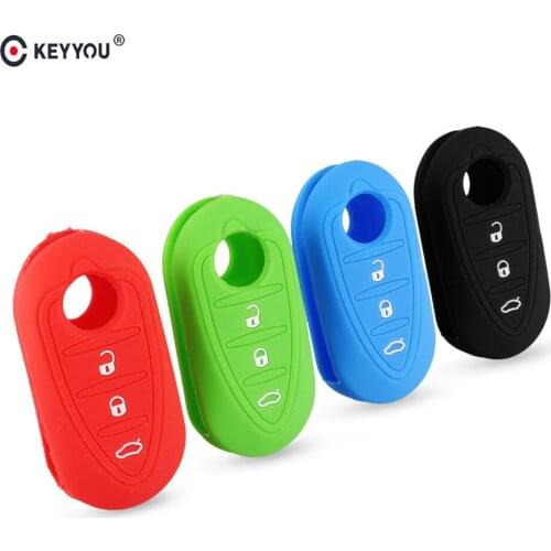 KEYYOU 3 Button Silicone Rubber Key Cover Fob Case For Alfa Romeo Mito Giulietta Brera 4C 159 GTA Skin Holder Protector Auto Key