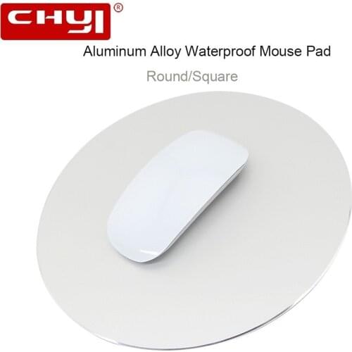 CHYI Aluminium Alloy Mouse Pad Round/Square Ultrathin Metal Mousepad Non-Slip Rubber Computer Gaming Mat for Apple Xiaomi PC