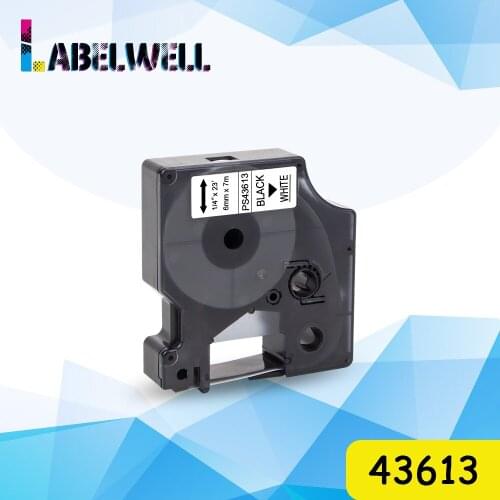 Labelwell 6mm 43613 Black on White Label Tape Compatible Dymo D1 manager for Dymo Label Manager 160 280 210 label maker LW 160