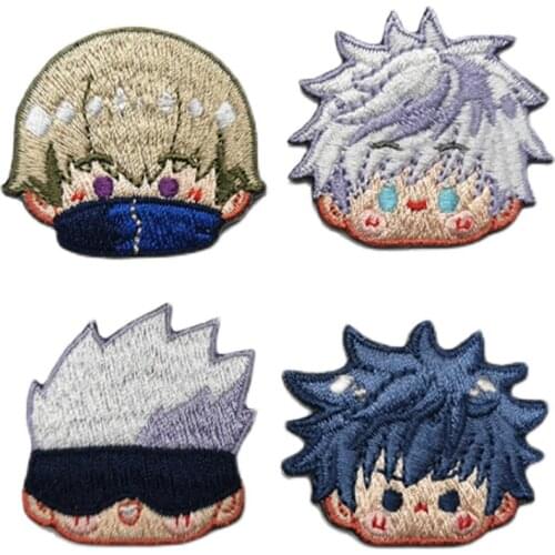 Cartoon Cute Embroidery Stickers Brooch Pin Jujutsu Kaisen Anime Itadori Yuji Gojo Satoru Toge Inumaki Itabag Pendant Toy Gifts