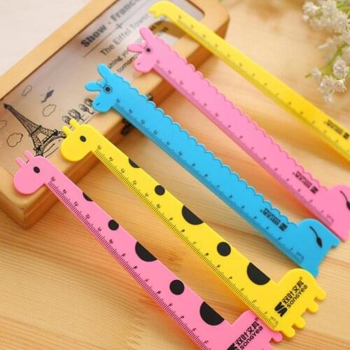 Cute Cartoon Giraffe Animal Plastic Ruler Kids Student School Stationery Gift