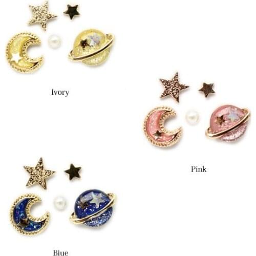 A Set of Earrings Women Simple Fashion Wedding Jewelry Accessories Planets Stars Moon Earrings Fashion Jewelry Accessories