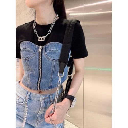 New 2021SS Summer Women Patchwork Denim T-Shirt Female Casual Tee Tops For Ladies Ddxgz2v 6.13