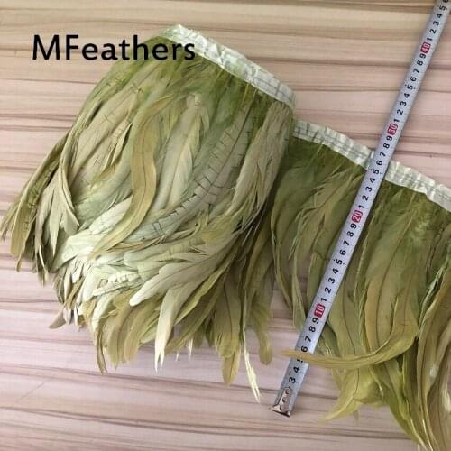 20-25cm 8-10inch coque feather trim Light Green Dyed Chicken cock tails Feather fringes trimming wedding decorations cloth acces