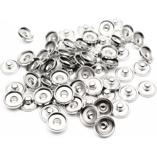 Wholesale 50pcs/lot DIY Snap Accessories For Make 12mm Snap Buttons Round Silver Tone Cabochon Setting