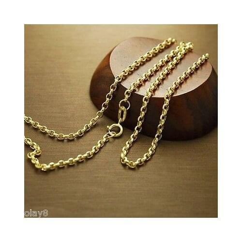 Au750 Real 18K Yellow Gold Necklace 2mm Cable Link Chain 60cm L 24inch