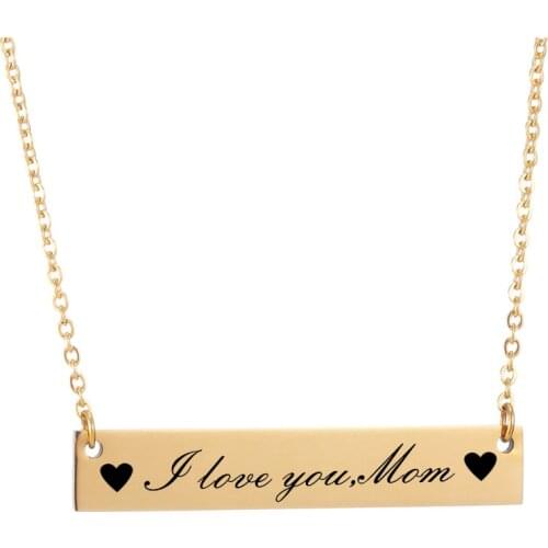 Custom Necklace Engraved Letter Necklaces Love Mom ID Bar Women Personalized Heart Nameplate Necklaces Thanksgiving Day Jewelry