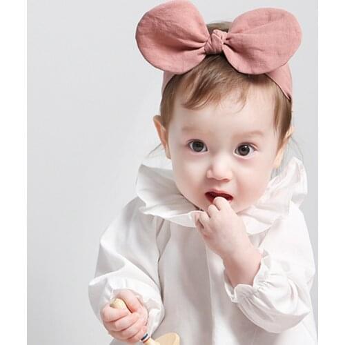 1pcs 2Colors Pink Headband for Girls Cotton Fabric Turban Bowknot Headband with Elastic Cloth Cute Hairband Accessories