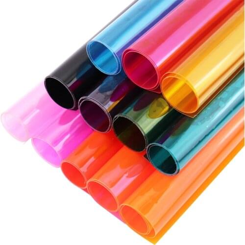 30x120CM Roll Pink Red Orange Blue Clear Transparente PVC Fabric Vinyl Fabric Soft Glass Cloth Waterproof For Handbag DIY BH050