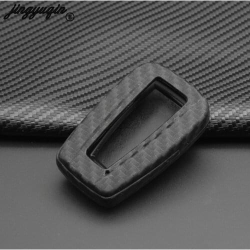 Jingyuqin Carbon Fiber Silicone Car Key Fob Case Cover for Toyota CHR C-HR Camry Prius Prado 2016 - 2018 Keychain Car Styling
