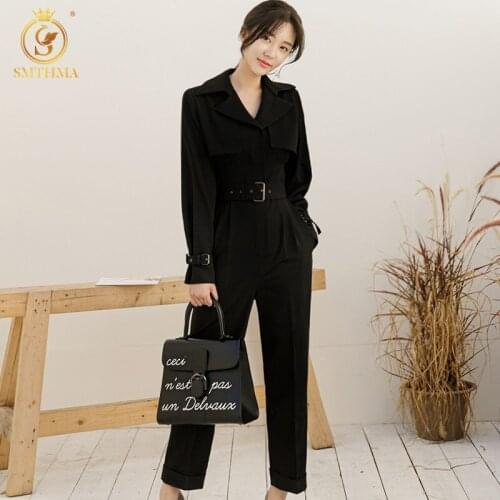 SMTHMA New Autumn Temperament Jumpsuit Women Rompers Solid Color Long Sleeve Overalls Casual Fashion Playsuit Female Outfits