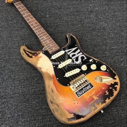 Heavy Relic SRV Electric Guitar Handmade Aged Hardware Gold Hardware Vintage Tuner Free Shipping