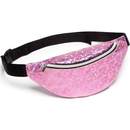 2020 waterproof Waist Bags Women Pink Silver Fanny Pack Female Belt Bag Black Geometric pink Packs Laser Chest Phone Pouch kid