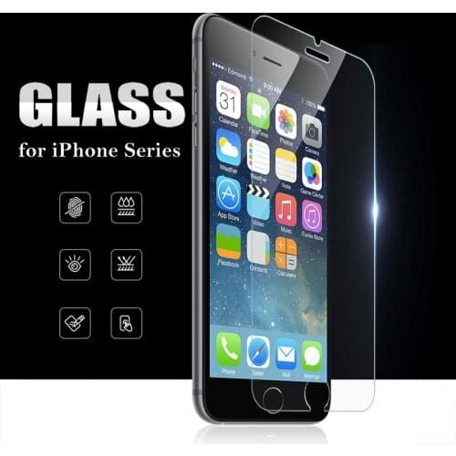 For iPhone 6s Tempered Glass Screen Protector for iPhone 6 7 8 Plus on iPhone 5s 5 SE X XR XS Max Protective Film Cover Case