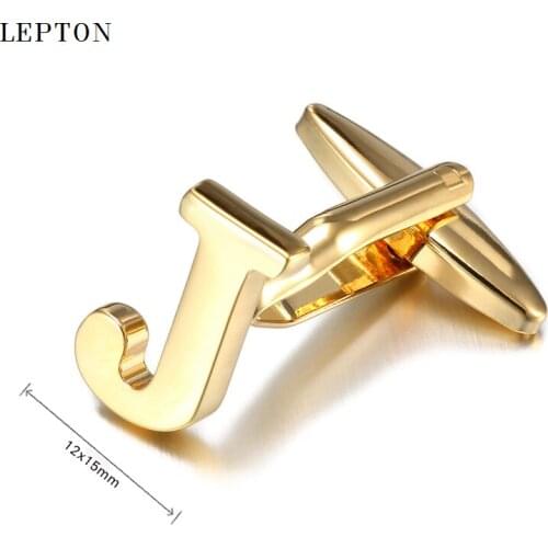 Lepton Hot Letters J Cufflinks For Men High Polishing Stainless Steel CuffLinks Man Shirt Cuffs Cuff links Relojes Gemelos
