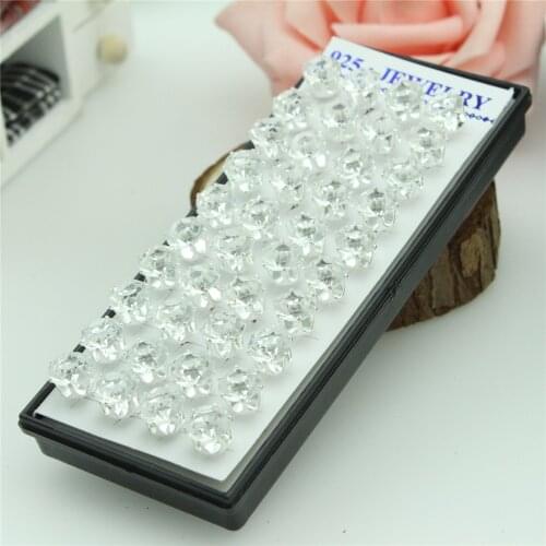 40pcs 925 sterling silver earrings White crystal women stud earrings Six claw zircon women silver earrings Round stud earrings