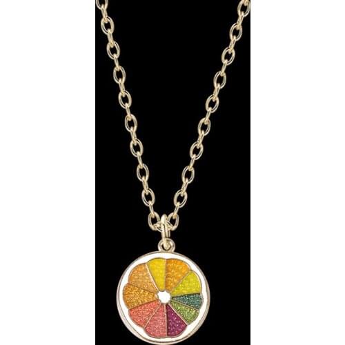 Yungqi Boho Female Colorful Lemon Necklace Enamel White Black Cat Pendant Necklace For Women Statement Chain Choker Jewelry
