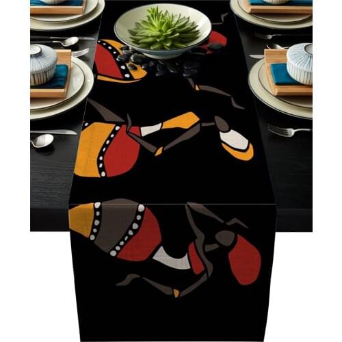 1pcs Taxi Dancer African Girl Tribal Culture Modern Table Runners For Wedding Party Chirstmas Table Cover Home Table Decoration