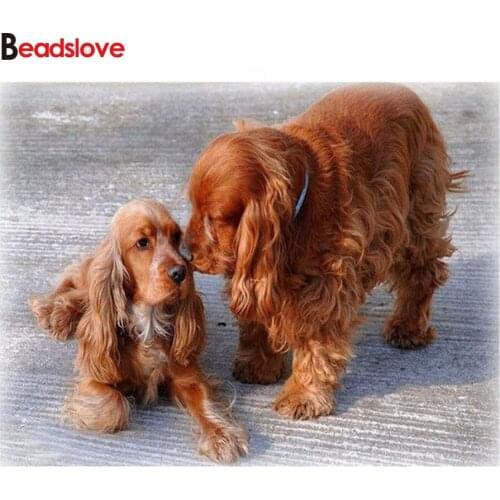 5D Diy Diamond Painting Cross Stitch English Cocker Spaniel Diamond Embroidery Full Square round Rhinestone Mosaic decoration