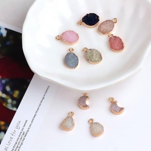 6pcs Resin Moon Oval Single Hanging Pendant Earrings For Women Making Necklace Bracelet Material Pendant Diy Jewelry Accessories