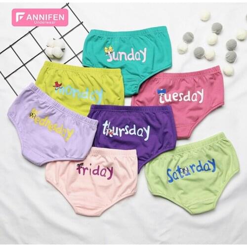 7 pcs/1 box Girls Underpants New 3-8 Years Old Cotton One Week Pants Seven Packs
