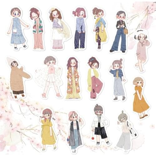 80pcs/bag cartoon girl washi stickers small fresh heart DIY scrapbooking album journal junk project planner decoration stickers