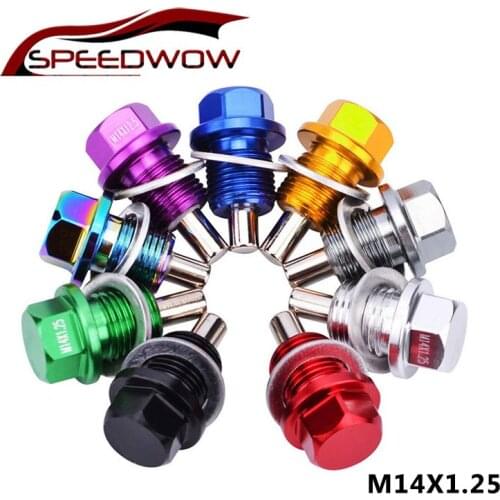 SPEEDWOW Aluminum M14*1.25 Magnetic Oil Drain Bolt Oil Sump Drain Plug Nut Oil Drain Plug