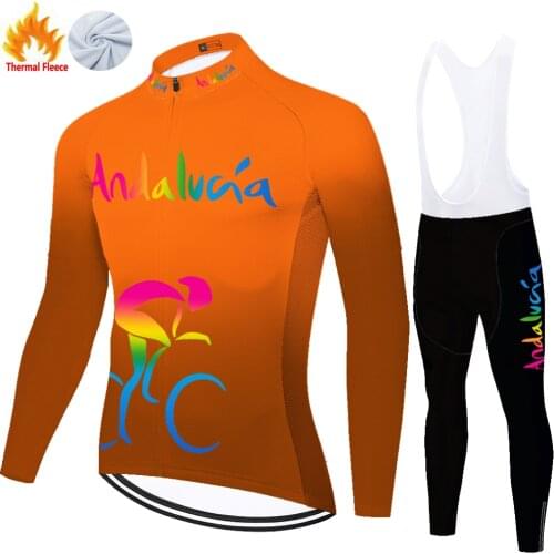 Andalucia Winter Thermal Fleece Bicicleta Uniforme Malliot 2021 Jersey Maillot Velo Ropa Ciclismo Hombre Conjunto Ciclismo
