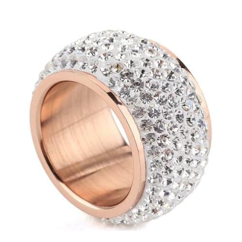 Shining full rhinestone finger rings for woman luxurious paragraph new antique rose gold color