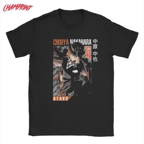 Bungo Stray Dogs Dazai Osamu Nakahara Chuuya T Shirt Mens 100% Cotton T-Shirt O Neck Tee Shirt Short Sleeve Clothing Gift Idea