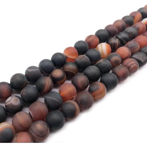 Natural Stone Beads Matte Frosted Stripes Dream Agates Beads 4 6 8 10 12MM Dull Polish Fit Diy Beads For Jewelry Making 15"