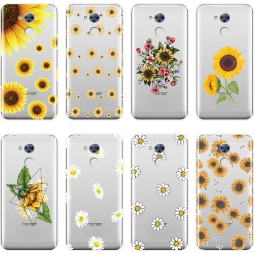 Phone Case For Huawei Honor 4X 5A 5X 6 6X Soft Silicone Yellow Sunflower Flower Back Cover For Huawei Honor 4C 5C 6C 6A Pro Case