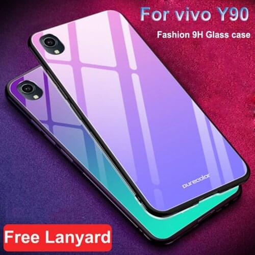For Vivo Y90 Case for VIVO Y90 Case 6.22" Cartoon glass hard Back Cover Phone Case For VIVO Y90 VIVOY90 Y 90 bumper casing