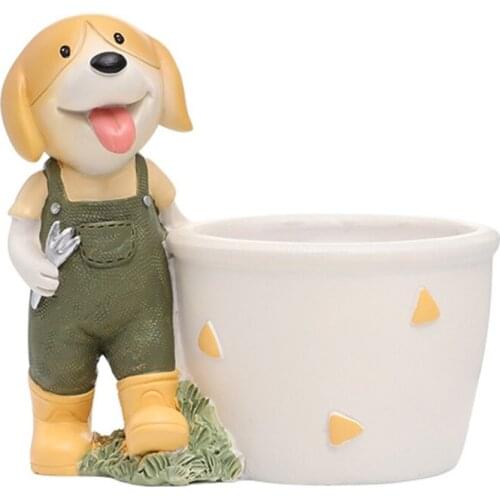 Cartoon Puppy Succulents Flowerpot Animal Doggy Vase Plant Pot Planter Creative Resin Art Crafts Desktop Garden Decoration