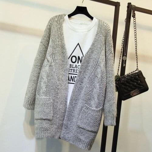 New Women Korean Long Cardigan Crochet Casual Oversized Open Stitch Knitted Coat Thick Spring Autumn Cardigan Female