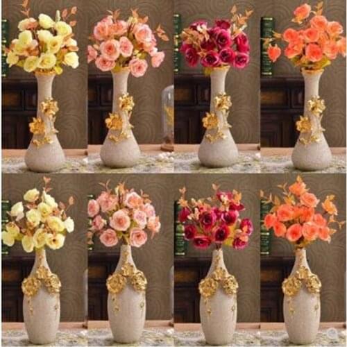 Beautiful modern golden ceramic rose vase, home office restaurant bar desktop decoration crafts, wedding decoration gift