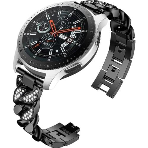 20mm 22mm Diamond Metal Strap for Samsung Galaxy Watch 3 Band 45mm 41mm 42mm 46mm Active 2 Cowboy Chain Women Bracelet Belt