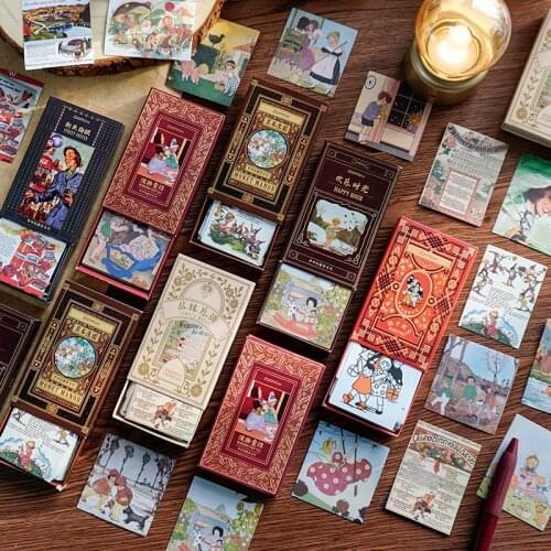 60 Pcs/pack Retro Washi Paper Stickers Set Nature Plant Fairy Tale Diy Label Sticker for Scrapbooking Journaling Letter Album