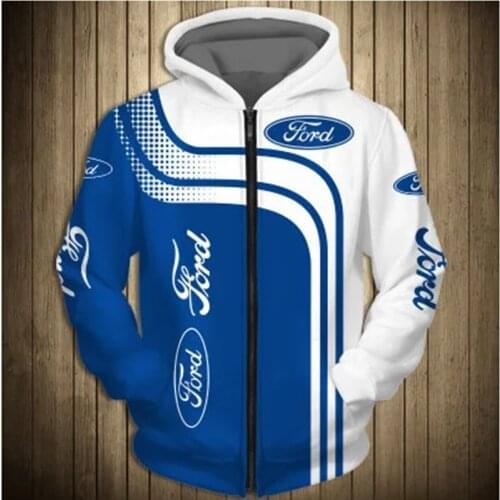 2021 New Men fashion hoodies Ford 3D Logo Printed Spring Autumn Streetwear Men clothes pullovers casual zipper
