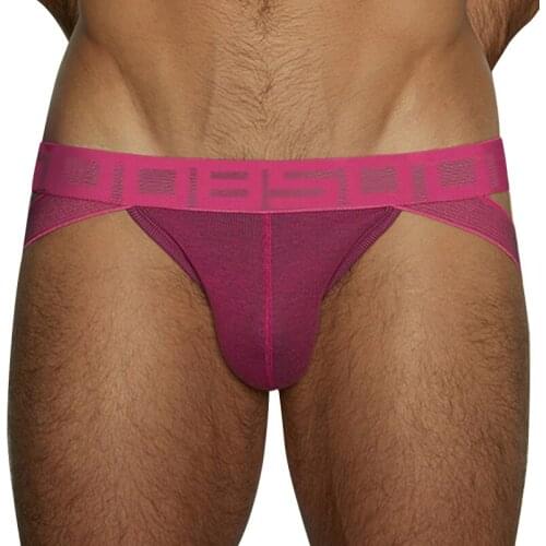 New 2021 Mens Thong Cotton Gay Underwear Sexy Jockstrap Men Bikini Thong Man Low Wasit U Convex Slip Breathable Lingerie BS3127