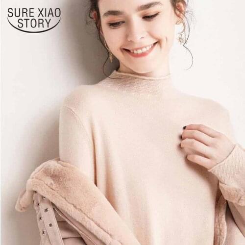 Autumn Winter Sweater Women Turtleneck Korean Style Loose Knit Sweater Long Sleeve Solid Pullover New Office Lady Clothes 11042