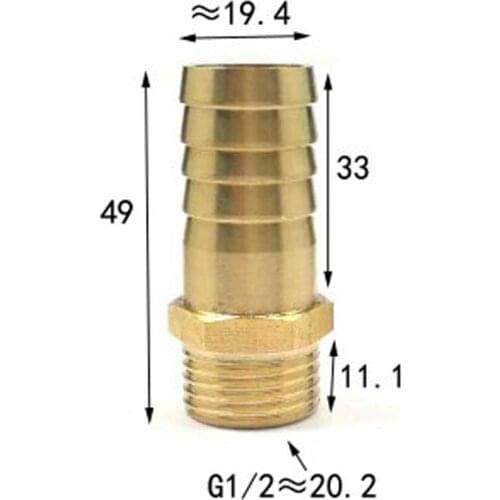 Especially Thick DN15 1/2" BSP Male x 19mm Hose Barb Tail Brass Coupling Joint Pipe Fitting Water Gas