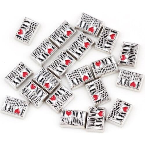 F342 Letter Charms I Love My Soldier Floating Locket Charms For Glass Living Locket Jewelry 9*9mm