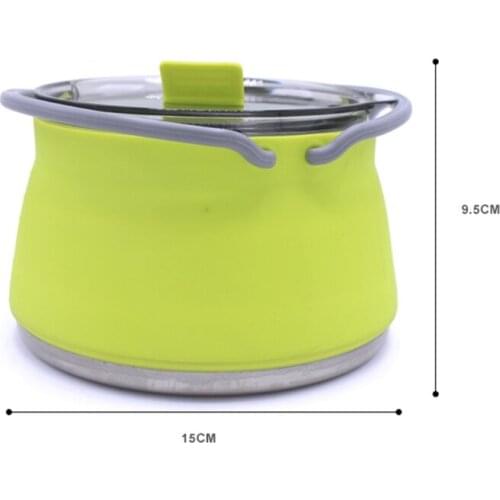 U7EF Portable Folding Silicone Kettle Collapsible Stainless Steel Bottom Water Boiler