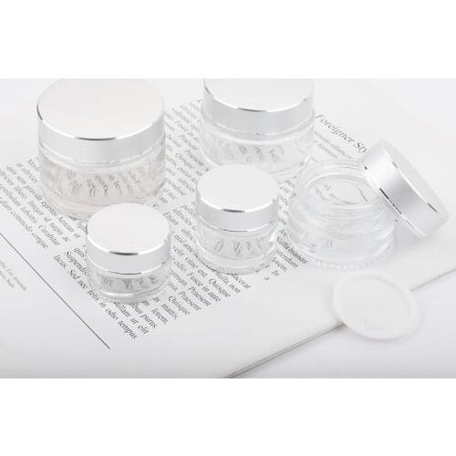 10pcs 5g 10g 20g 30g 50g Empty Transparent Glass Jar Containers Cosmetic Cream Lotion Powder Bottles Pots Travel Ointment Box