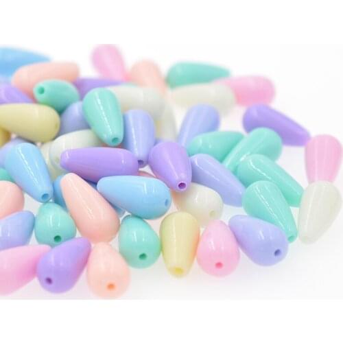Multicolor Drop Shape 50pcs Candy Color Glossy Acrylic Plastic Beads Charms Pendant for Jewelry Makeing Bracelet Necklace