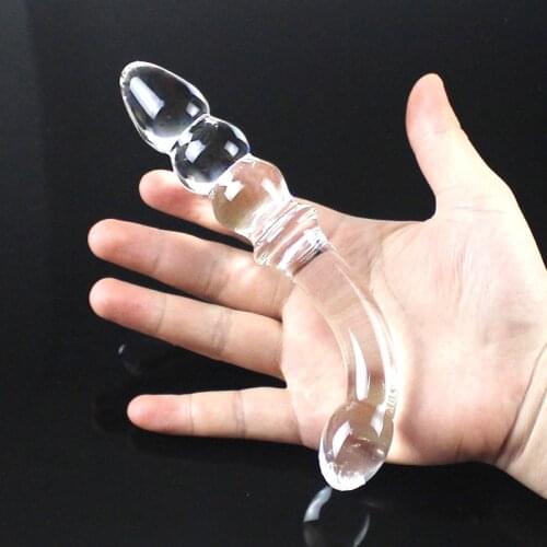 Ribbed G-Spot Glass Dildo Transparent Crystal Glass Anal Dildo Butt Plug Fake Penis Dick Stimulator Sex Toys for Women/Men/Gay