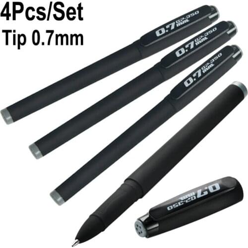 4Pcs/Set 0.7mm Bullet Tip Office Business Matte Signature Pen Writing Stationery Handle School Student Black Ink Exam Gel Pen