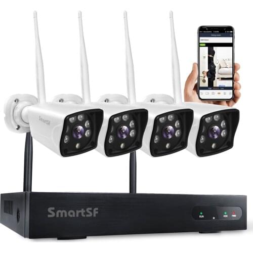 SmartSF 2MP CCTV System NVR Kit 4PCS IP camera 1080P Wireless WiFi Security Camera System Night Vision Motion Detect CCTV camera